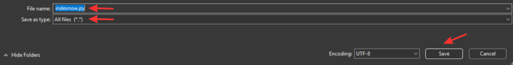 Easy Submit IndexNow URL's Using Python (7-Step-Guide) 7 saving indexnow python script